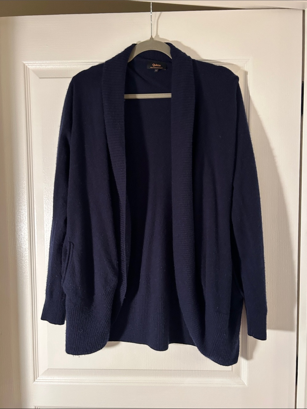 Quince Women's Navy Open-Front Cardigan Cashmere Sweater